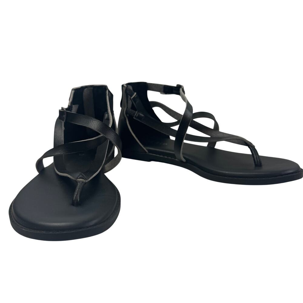 Torrid Black Vegan Leather Strappy Zip Back Gladiator Sandals Women's Size 7 W